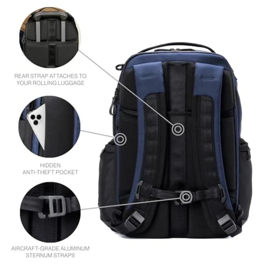 Altitude Large Expandable Travel Laptop Backpack 30-36L 16 Inch Laptop Water Resistant Work Business Men Women Aviator Navy