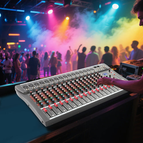16 Channel DJ Audio Mixer with Bluetooth USB, Studio Audio Sound Mixer Console, Professional Power Mixer